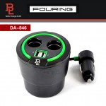 Cup Holder 2 port Cigarette Lighter charger socket splitter/adapter w. 2 x USB ports (2.1A+1.0A) Fouring DA-846 (Korea)